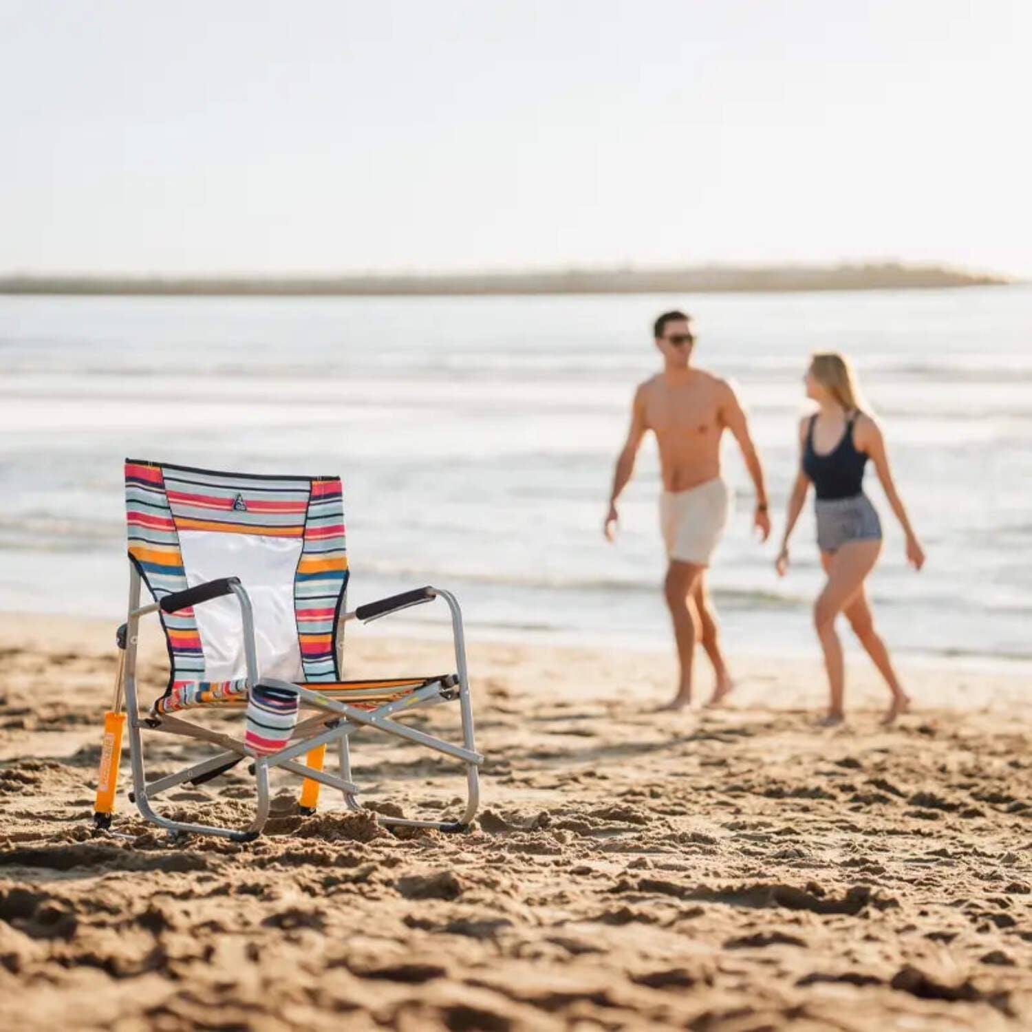 Beach Rocker Low Profile Foldable Rocking Chair, Wave Blue