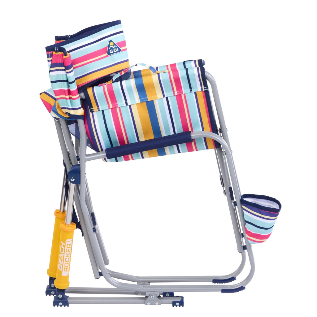 Beach Rocker Low Profile Foldable Rocking Chair, Wave Blue