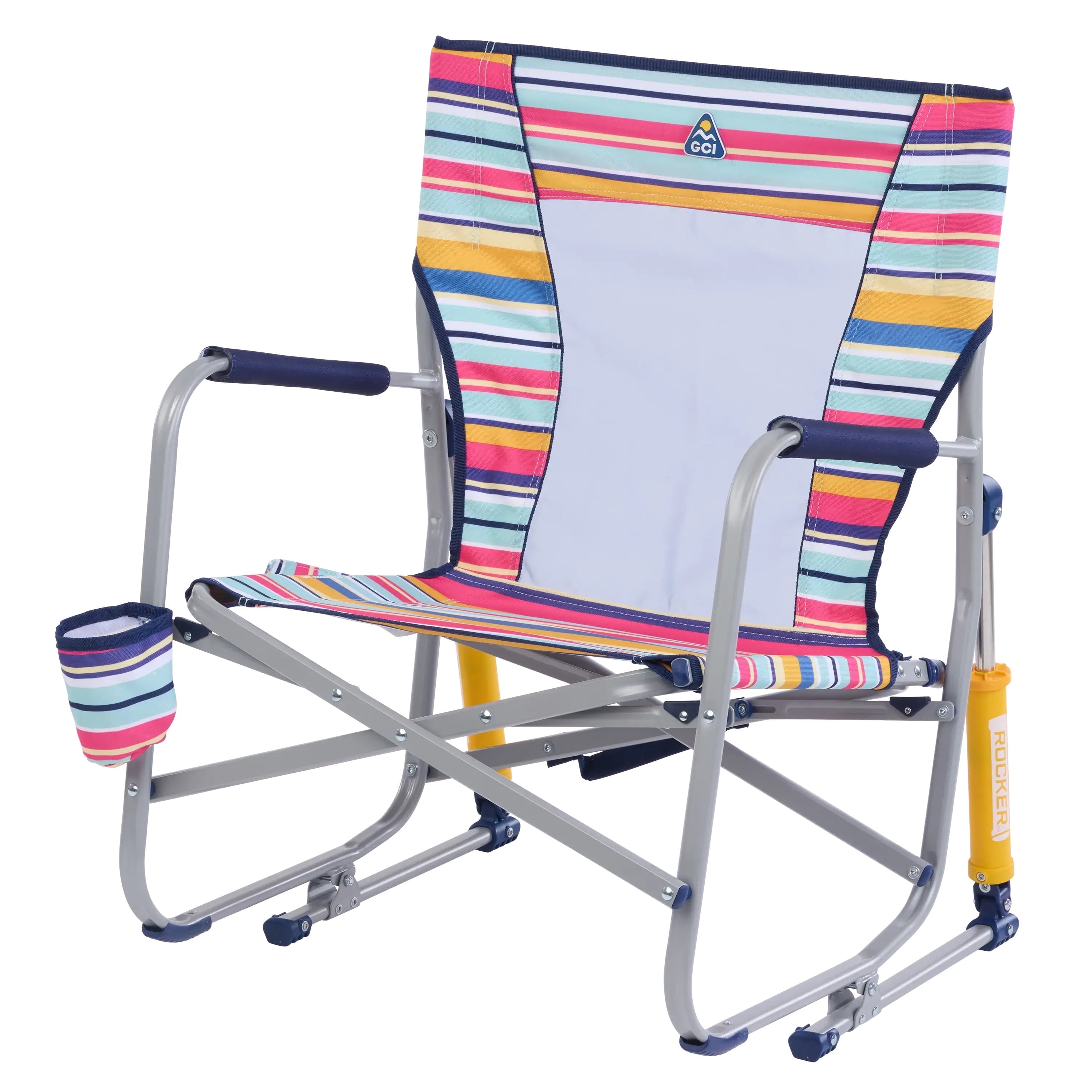 Beach Rocker Low Profile Foldable Rocking Chair, Wave Blue