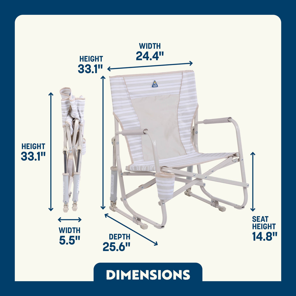 Beach Rocker Low Profile Foldable Rocking Chair, Wave Blue