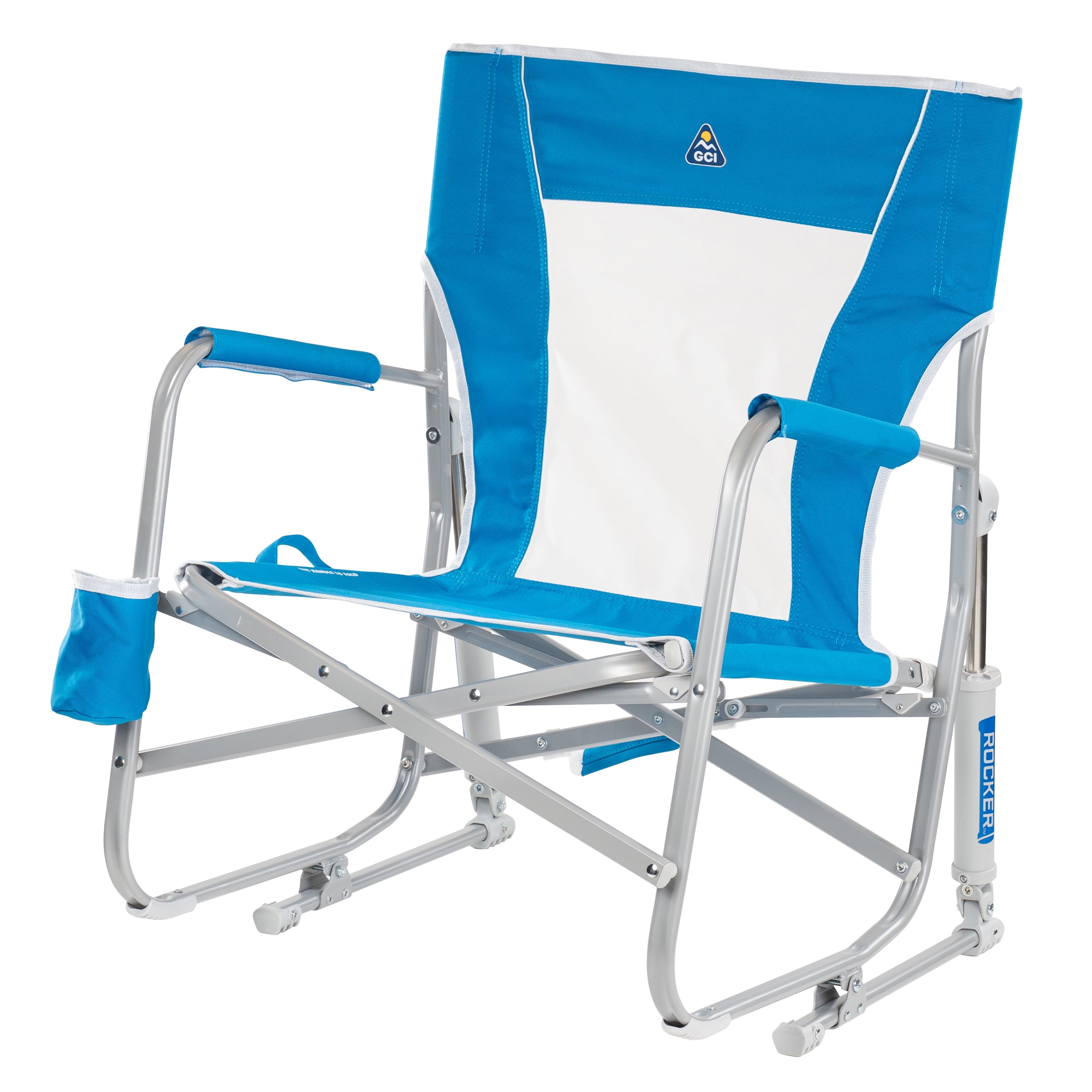 Beach Rocker Low Profile Foldable Rocking Chair, Wave Blue