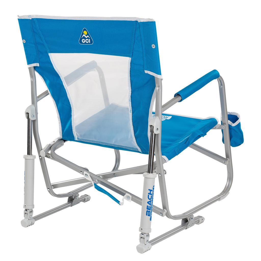Beach Rocker Low Profile Foldable Rocking Chair, Wave Blue