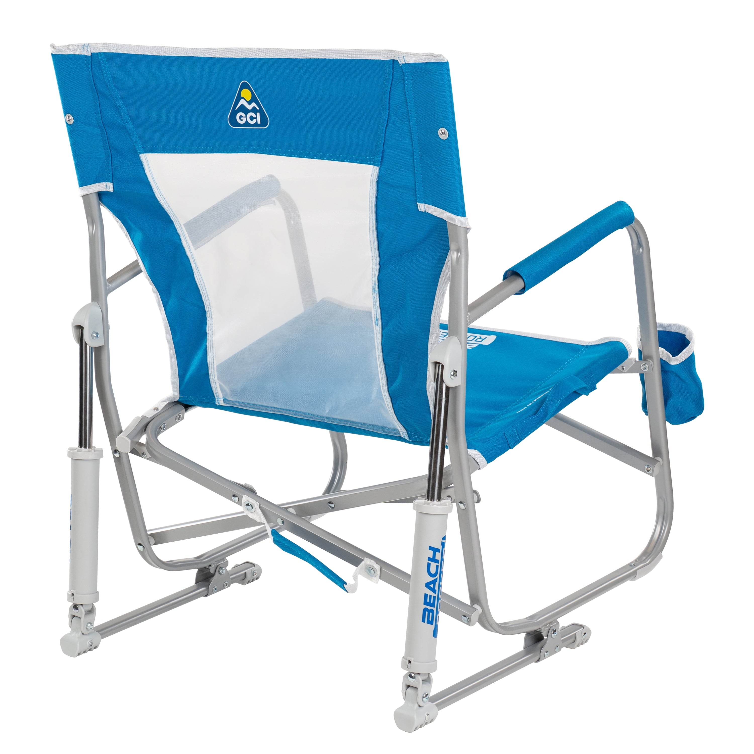 Beach Rocker Low Profile Foldable Rocking Chair, Wave Blue