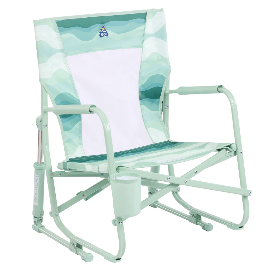 Beach Rocker Low Profile Foldable Rocking Chair, Wave Blue
