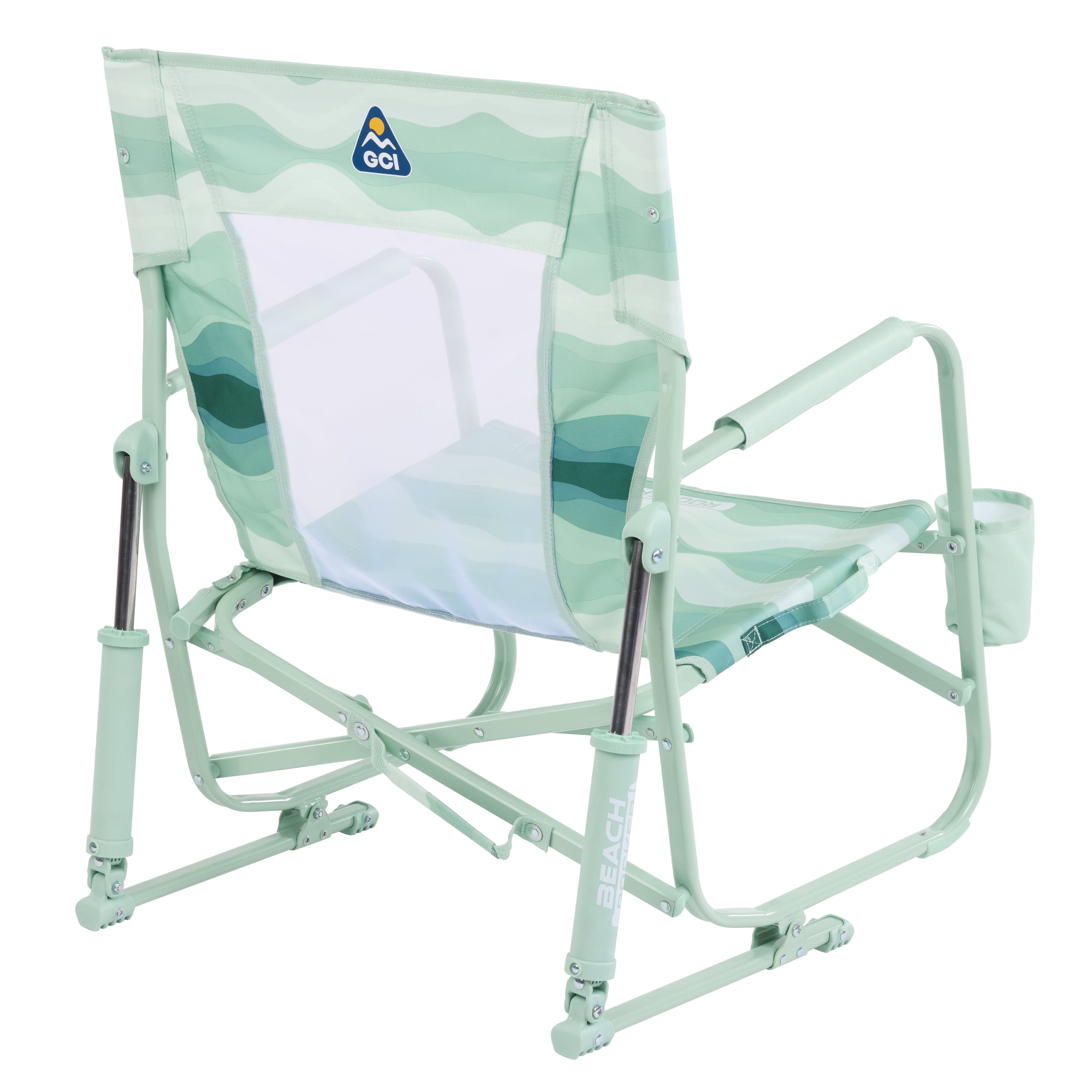 Beach Rocker Low Profile Foldable Rocking Chair, Wave Blue