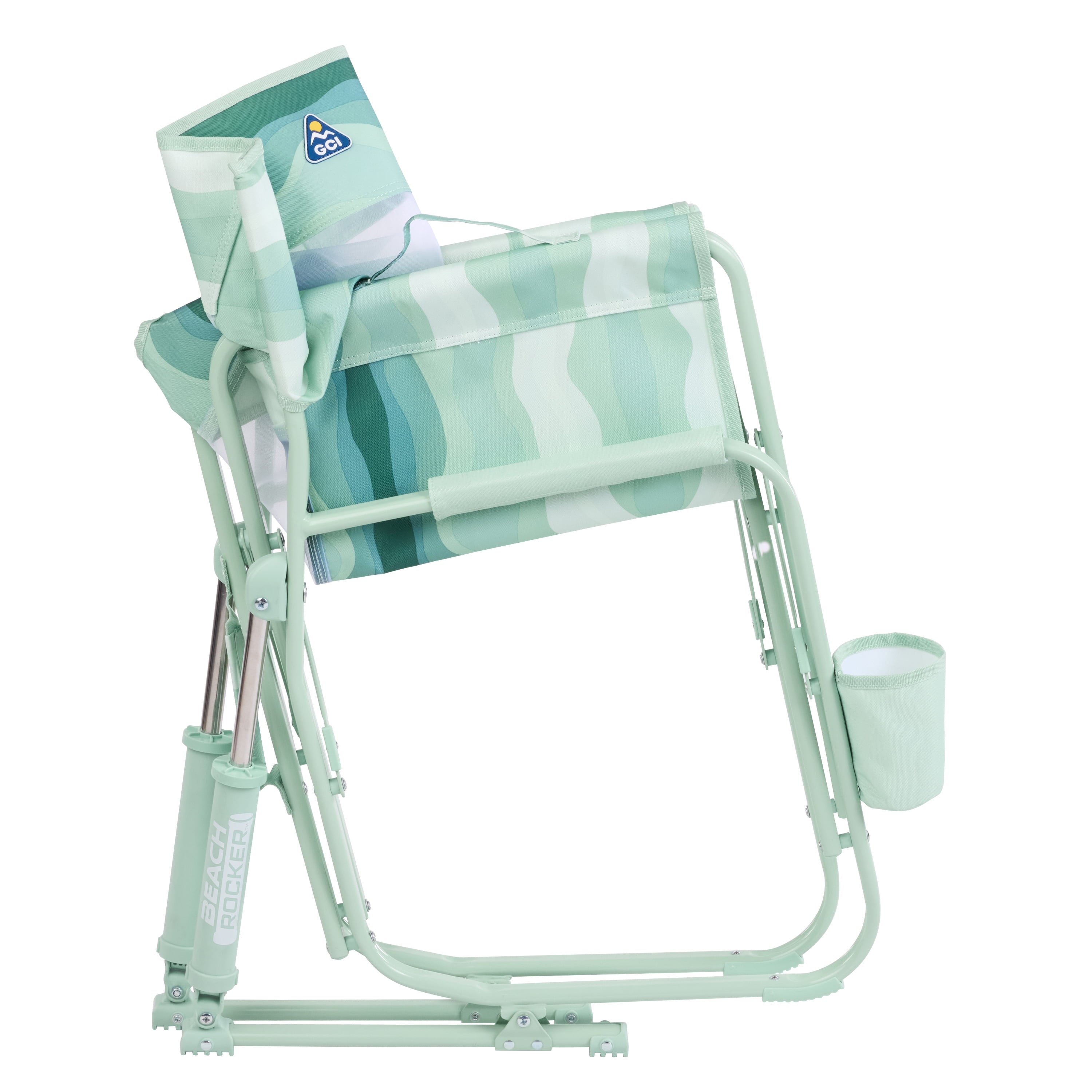 Beach Rocker Low Profile Foldable Rocking Chair, Wave Blue