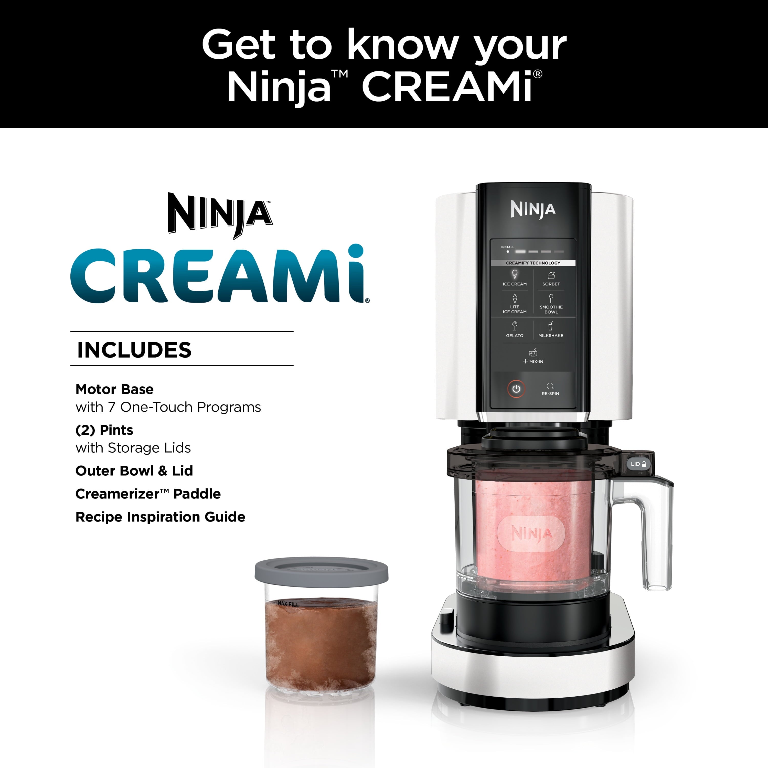 CREAMi®, Ice Cream Maker and Frozen Treat Maker with 7 One-Touch Programs, NC300WMWH