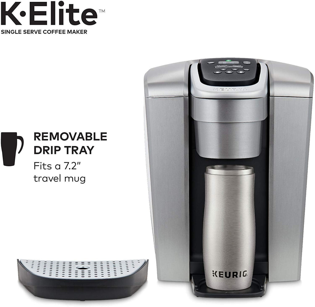 K-Elite Coffee Maker, Single Serve K-Cup Pod Coffee Brewer, With Iced Coffee Capability, Brushed Silver