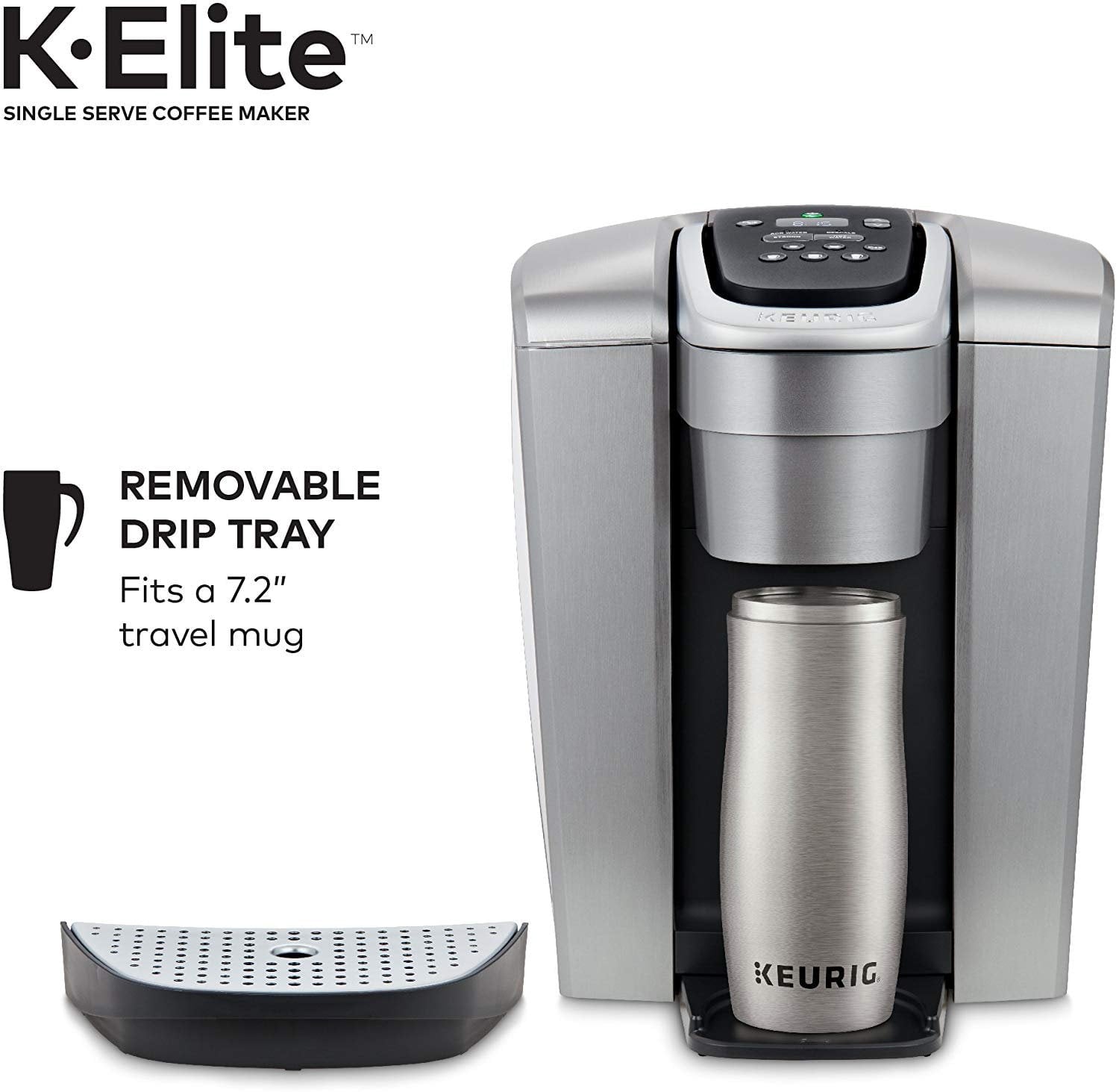 K-Elite Coffee Maker, Single Serve K-Cup Pod Coffee Brewer, With Iced Coffee Capability, Brushed Silver
