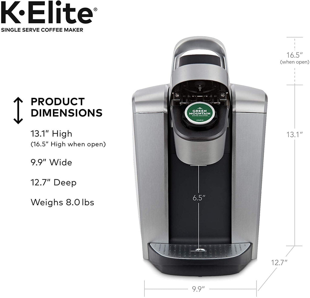 K-Elite Coffee Maker, Single Serve K-Cup Pod Coffee Brewer, With Iced Coffee Capability, Brushed Silver