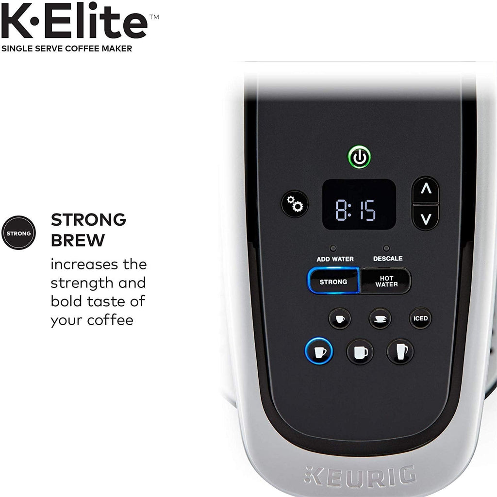 K-Elite Coffee Maker, Single Serve K-Cup Pod Coffee Brewer, With Iced Coffee Capability, Brushed Silver