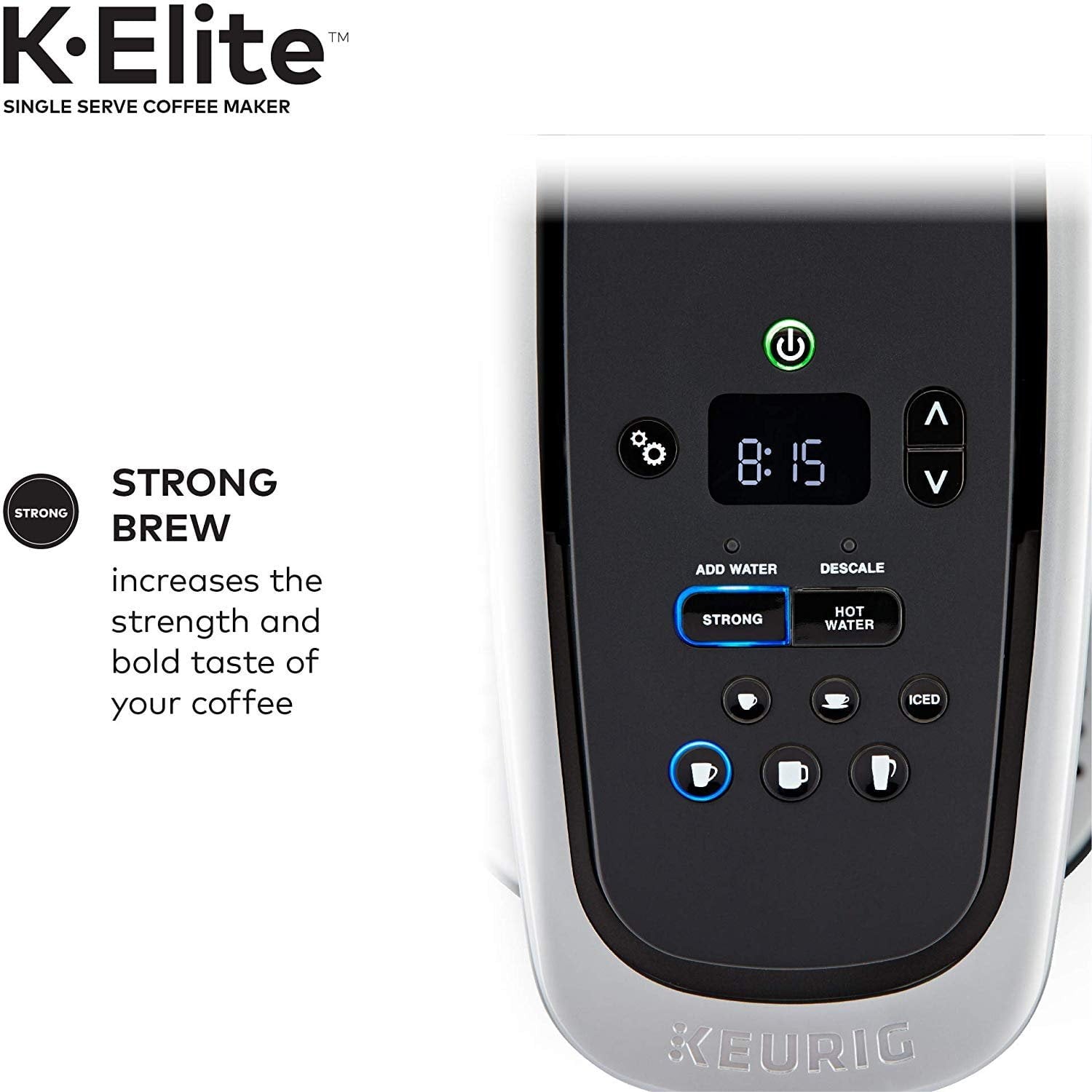 K-Elite Coffee Maker, Single Serve K-Cup Pod Coffee Brewer, With Iced Coffee Capability, Brushed Silver