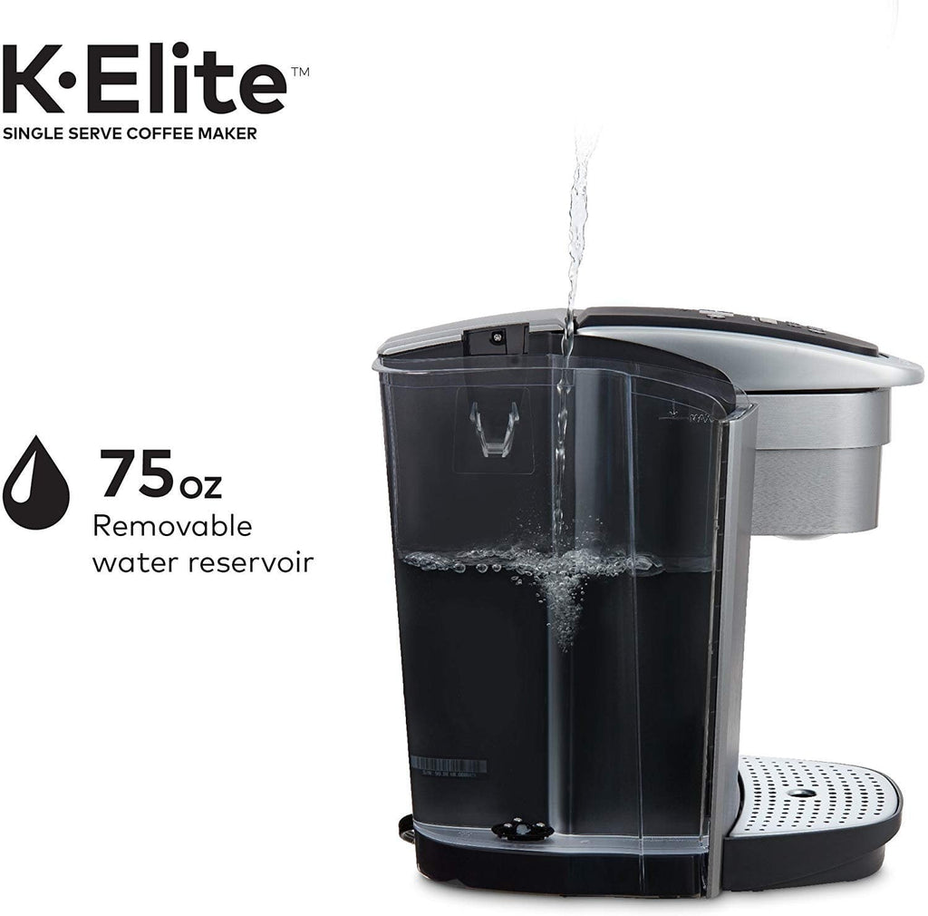 K-Elite Coffee Maker, Single Serve K-Cup Pod Coffee Brewer, With Iced Coffee Capability, Brushed Silver