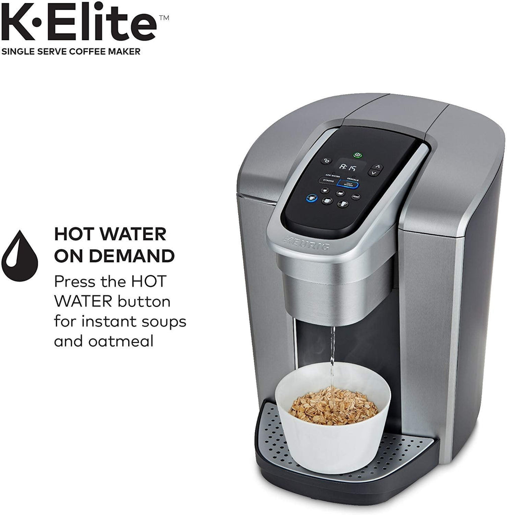 K-Elite Coffee Maker, Single Serve K-Cup Pod Coffee Brewer, With Iced Coffee Capability, Brushed Silver
