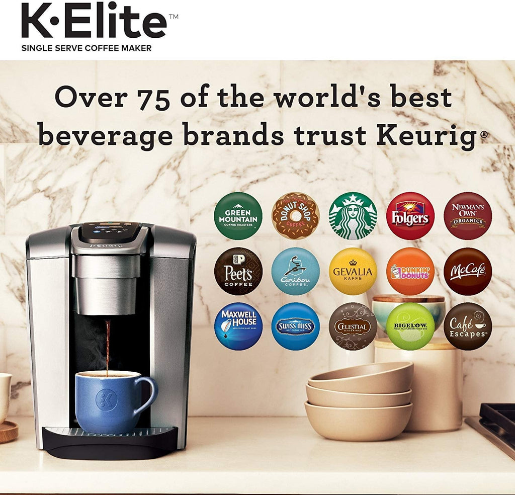 K-Elite Coffee Maker, Single Serve K-Cup Pod Coffee Brewer, With Iced Coffee Capability, Brushed Silver