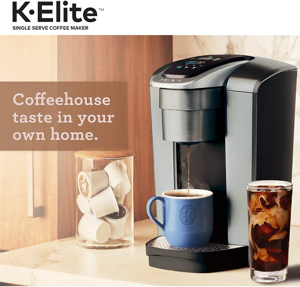 K-Elite Coffee Maker, Single Serve K-Cup Pod Coffee Brewer, With Iced Coffee Capability, Brushed Silver