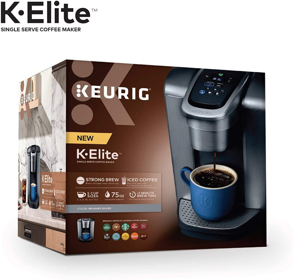 K-Elite Coffee Maker, Single Serve K-Cup Pod Coffee Brewer, With Iced Coffee Capability, Brushed Silver