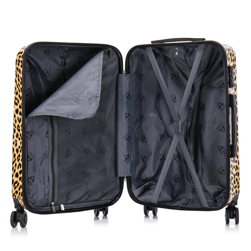 Print 3-Piece Hardside Luggage Sets with Spinner Wheels, Handle, Trolley, (20"/24"/28"), Cheetah