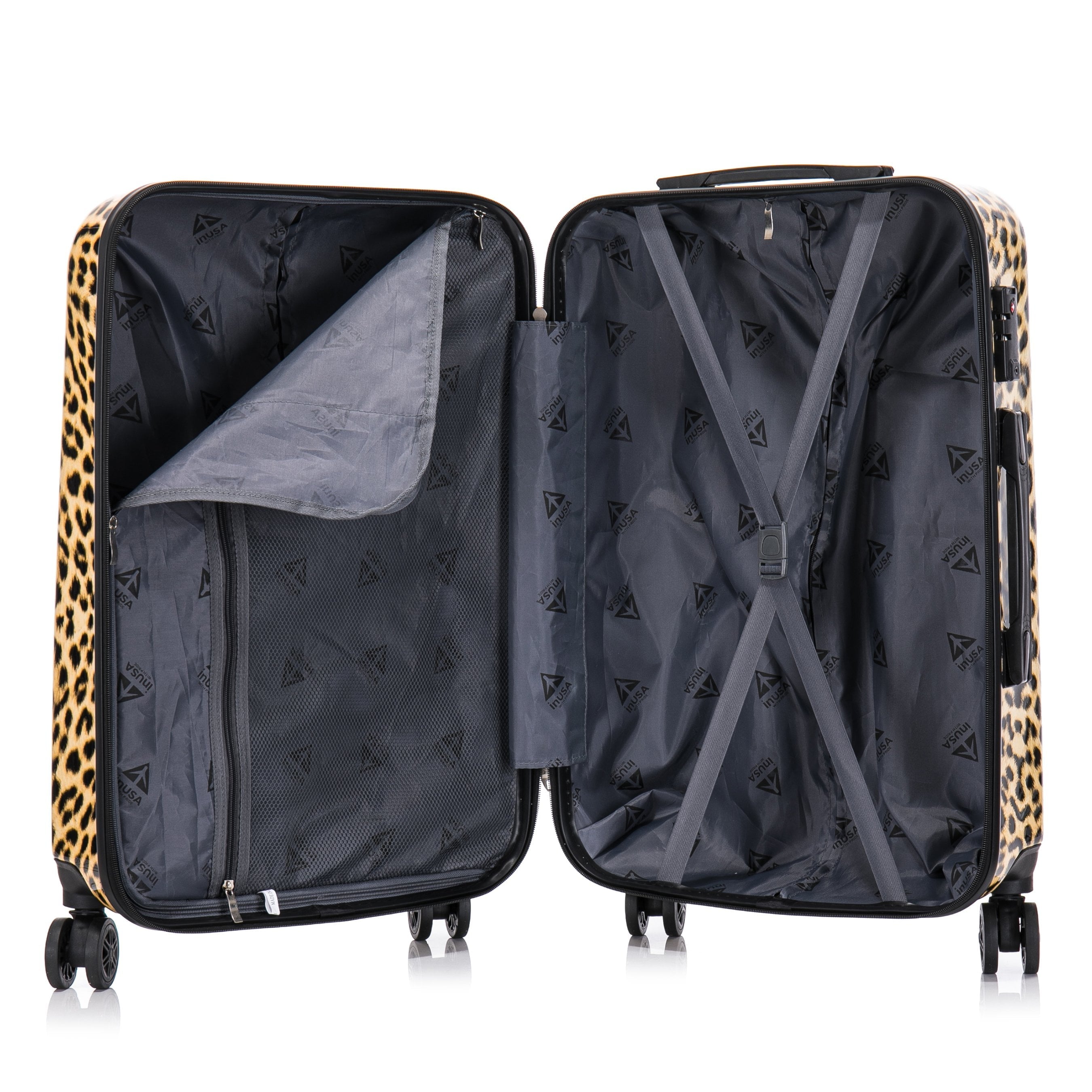 Print 3-Piece Hardside Luggage Sets with Spinner Wheels, Handle, Trolley, (20"/24"/28"), Cheetah