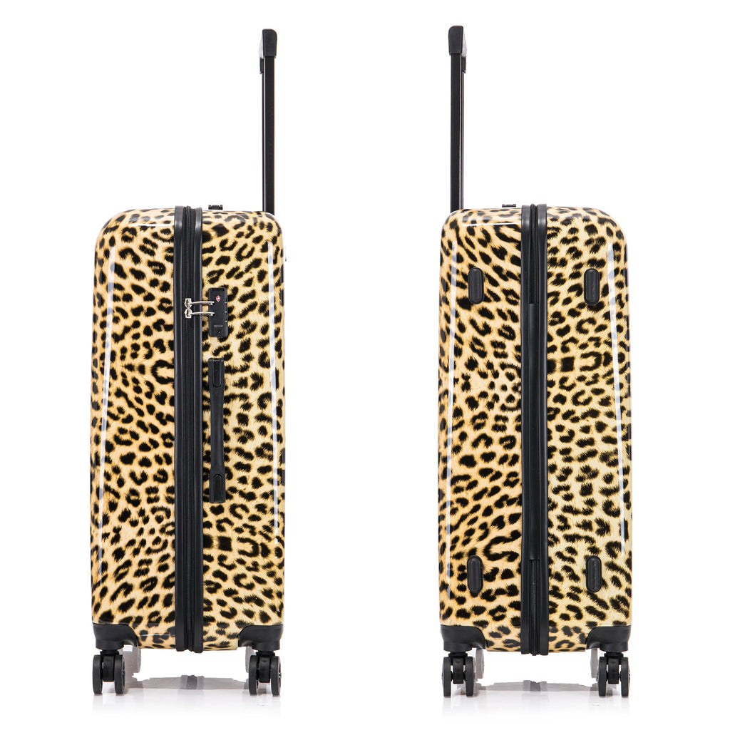 Print 3-Piece Hardside Luggage Sets with Spinner Wheels, Handle, Trolley, (20"/24"/28"), Cheetah