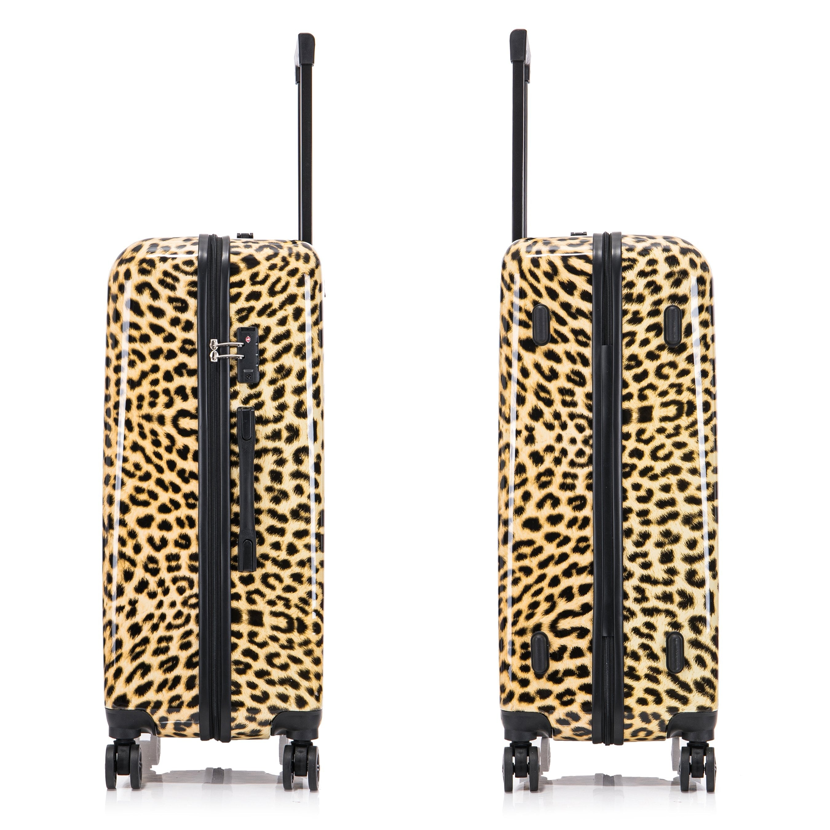 Print 3-Piece Hardside Luggage Sets with Spinner Wheels, Handle, Trolley, (20"/24"/28"), Cheetah