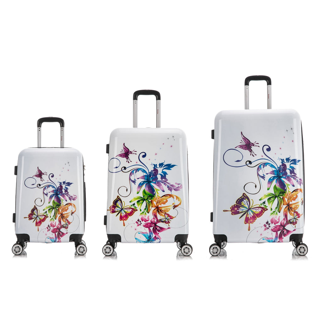 Print 3-Piece Hardside Luggage Sets with Spinner Wheels, Handle, Trolley, (20"/24"/28"), Cheetah