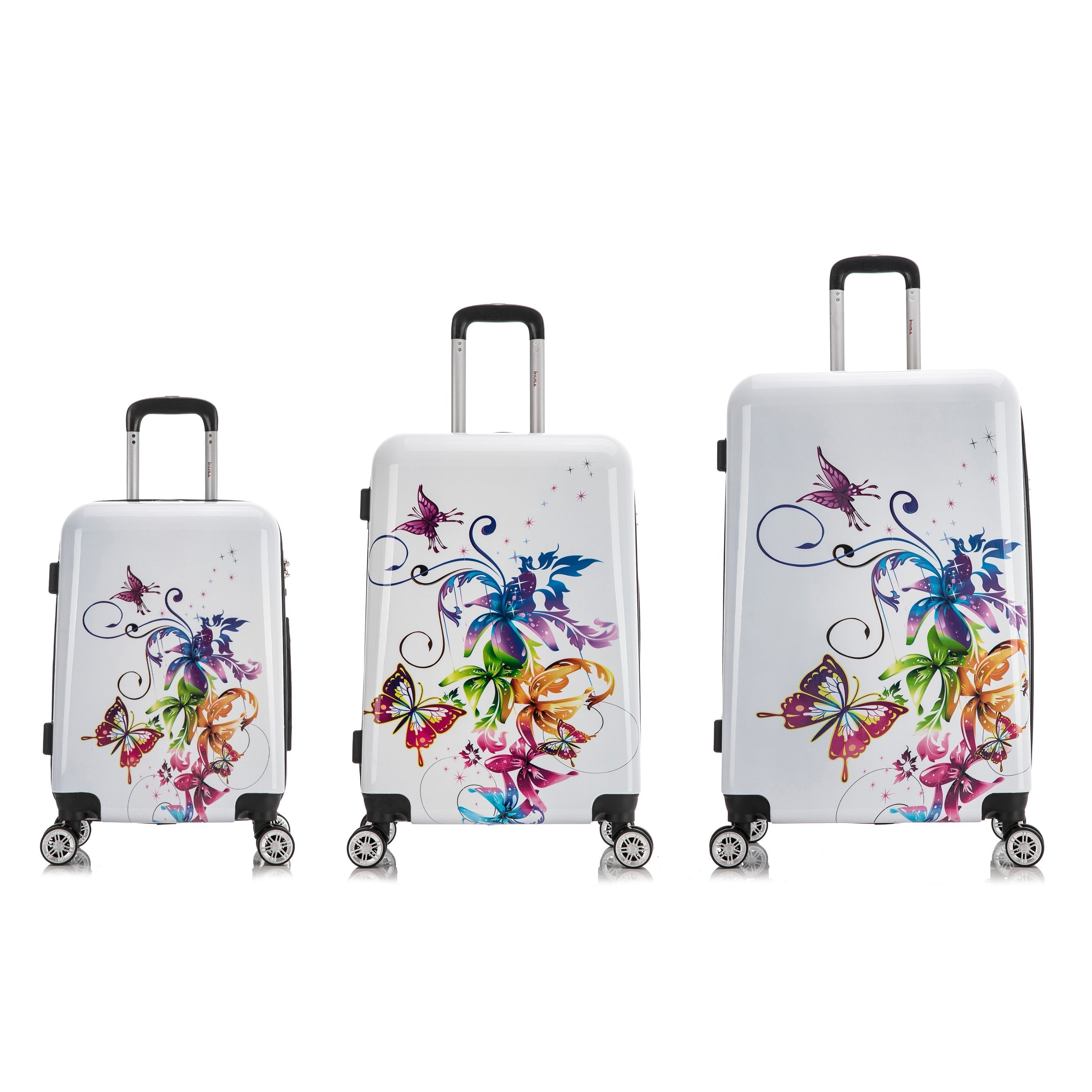 Print 3-Piece Hardside Luggage Sets with Spinner Wheels, Handle, Trolley, (20"/24"/28"), Cheetah