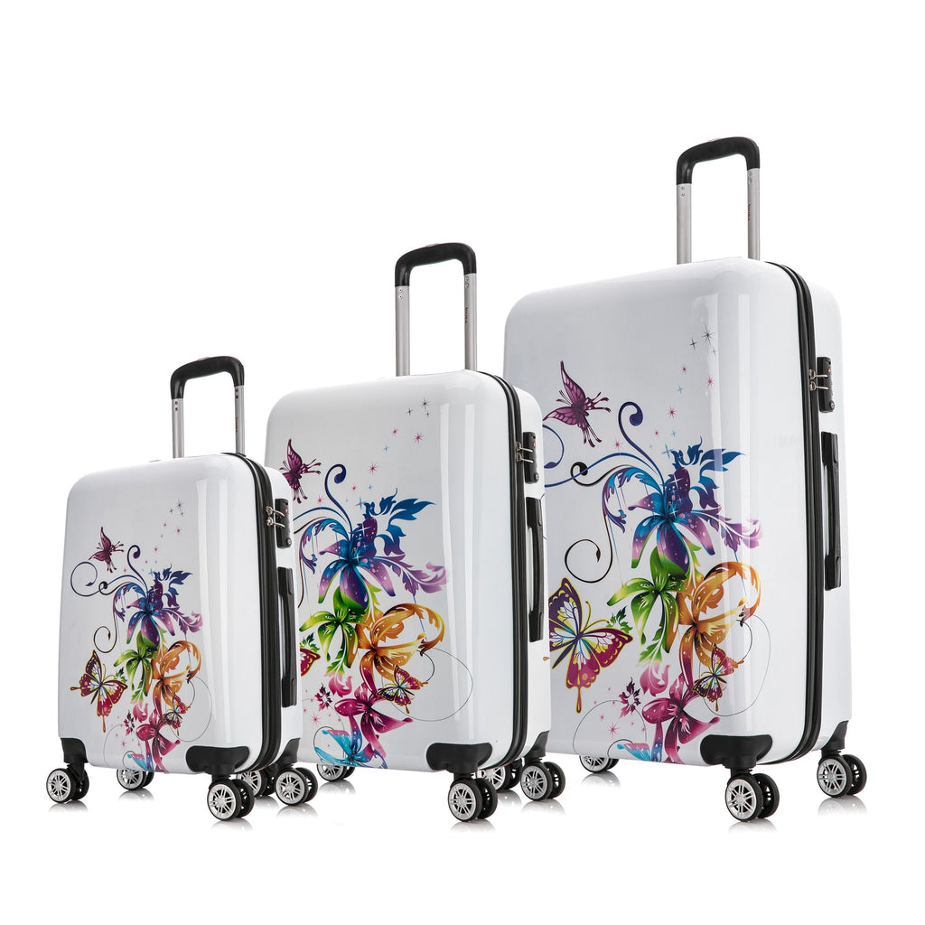 Print 3-Piece Hardside Luggage Sets with Spinner Wheels, Handle, Trolley, (20"/24"/28"), Cheetah
