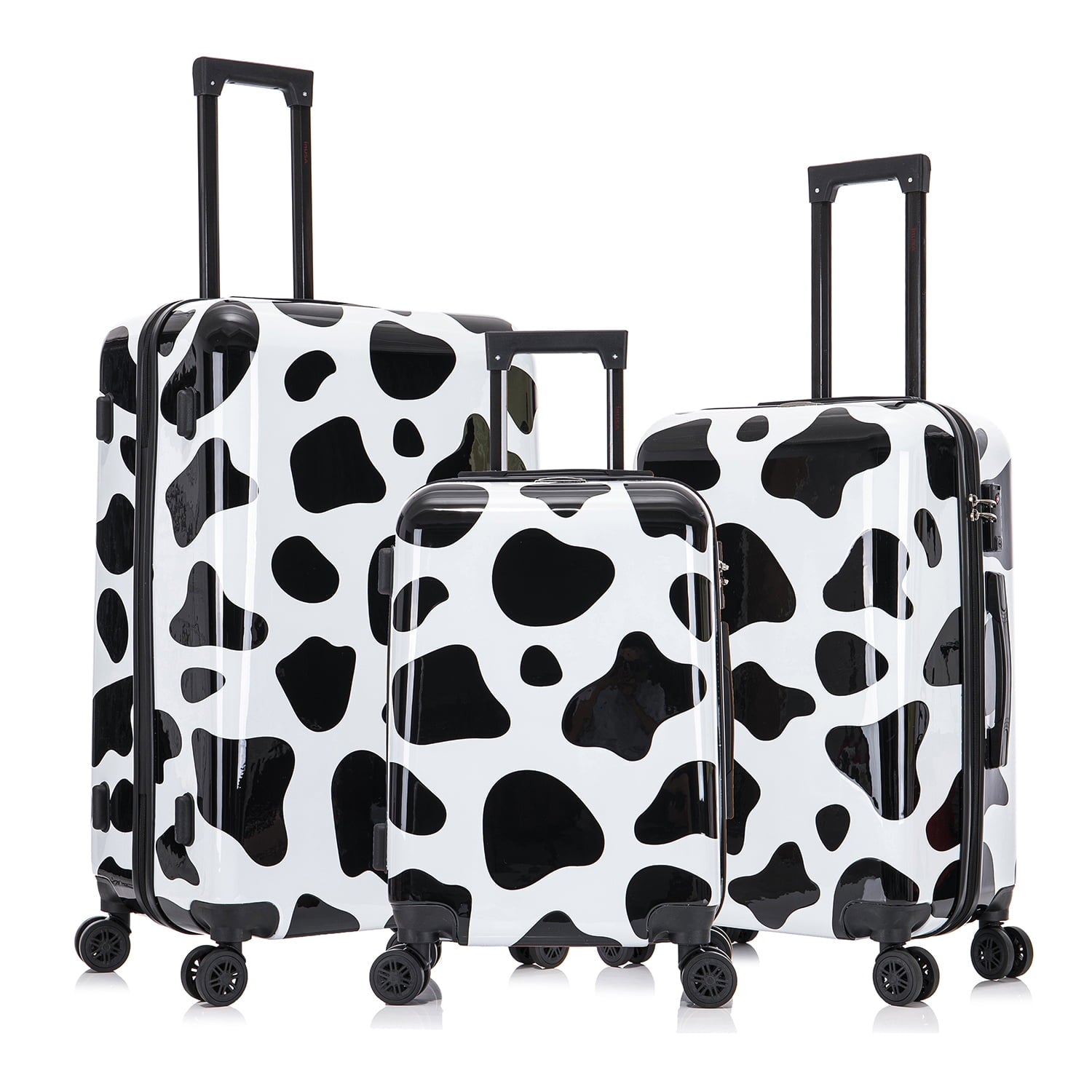 Print 3-Piece Hardside Luggage Sets with Spinner Wheels, Handle, Trolley, (20"/24"/28"), Cheetah