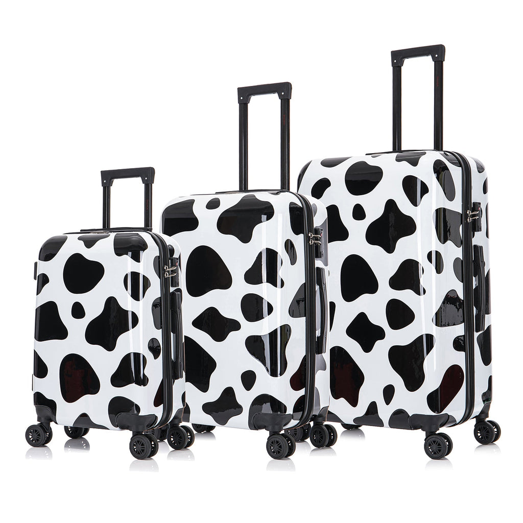 Print 3-Piece Hardside Luggage Sets with Spinner Wheels, Handle, Trolley, (20"/24"/28"), Cheetah