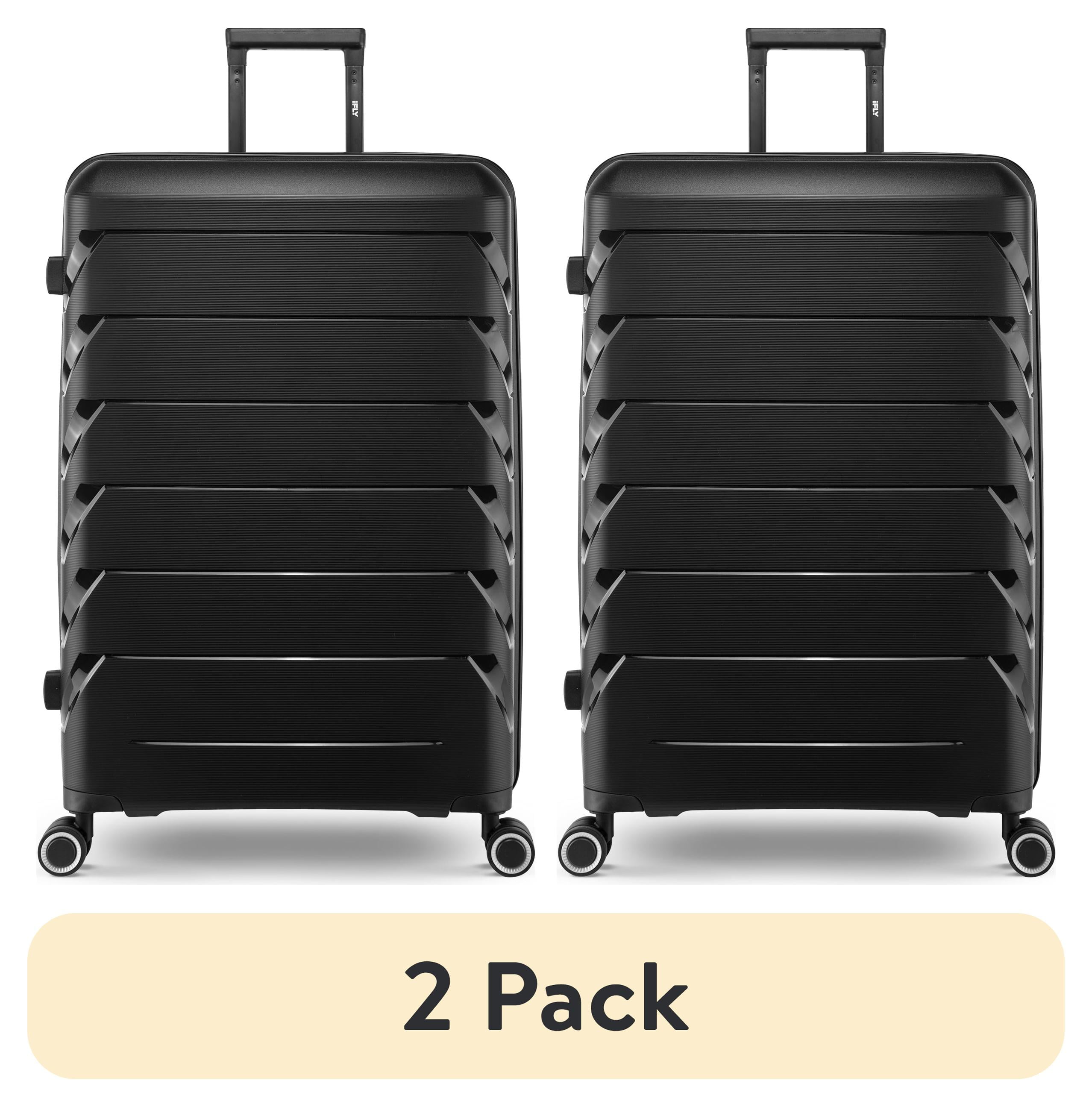 (2 pack) 28" Checked Hard Side Lightweight Expandable Luggage, Black