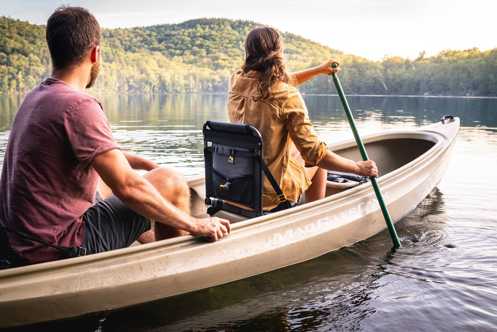 SitBacker Canoe Seat With Adjustable Cushioned Back Support, Black