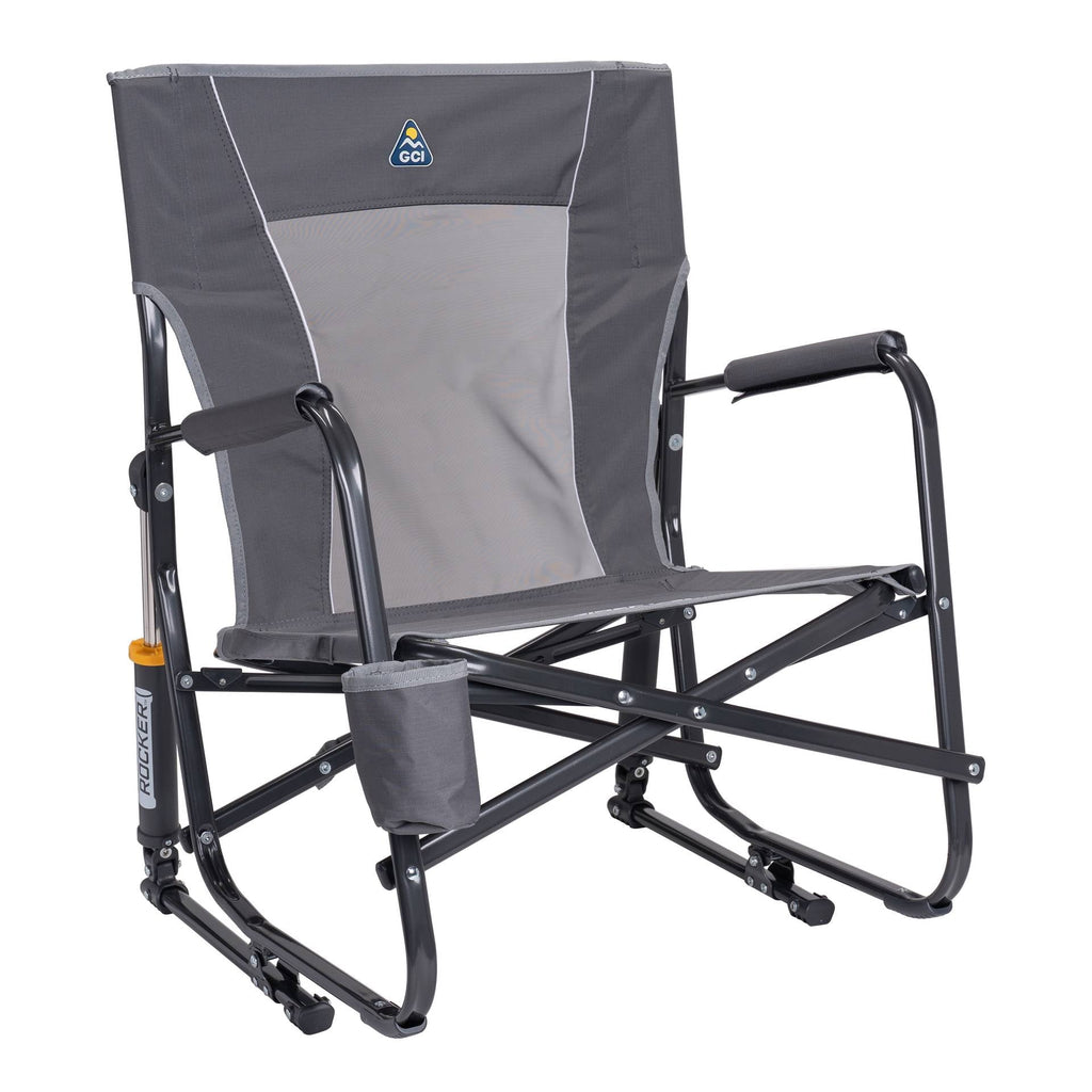 FirePit Rocker Low Profile Rocking Camping Chair, Pewter Gray