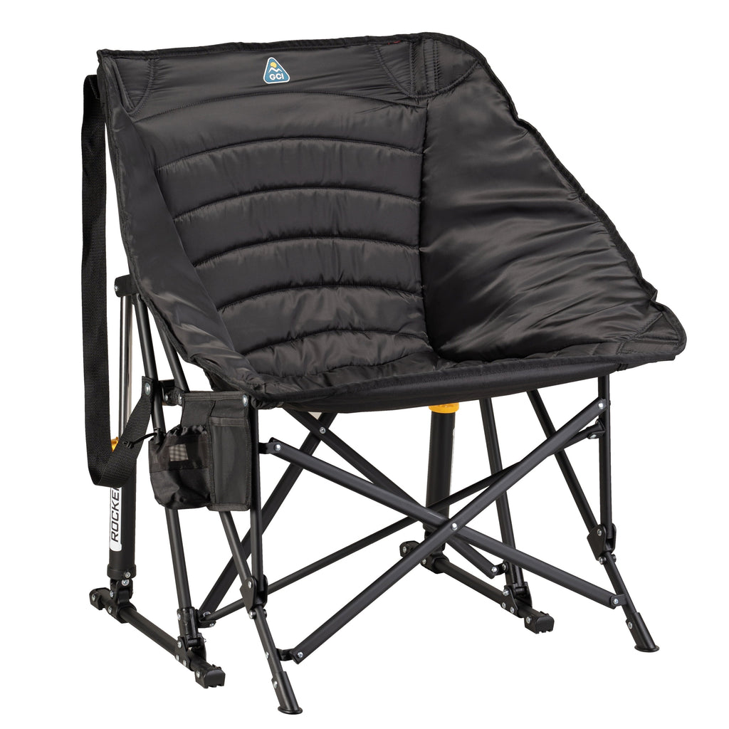 Puff Rocker Foldable Insulated Rocking Camp Chair, Black