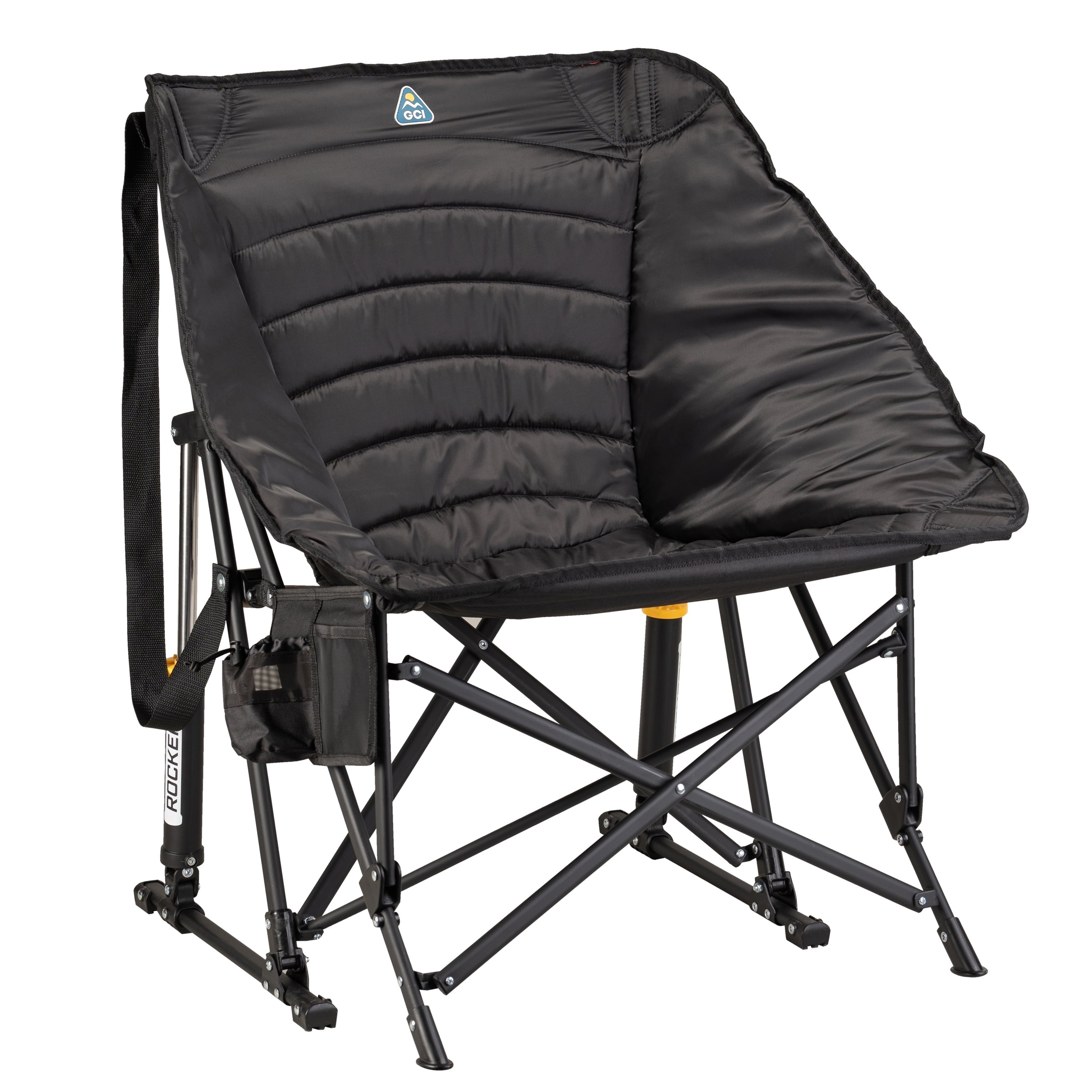 Puff Rocker Foldable Insulated Rocking Camp Chair, Black