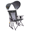 SunShade Rocker Foldable Rocking Camp Chair with Shade Canopy, Pewter