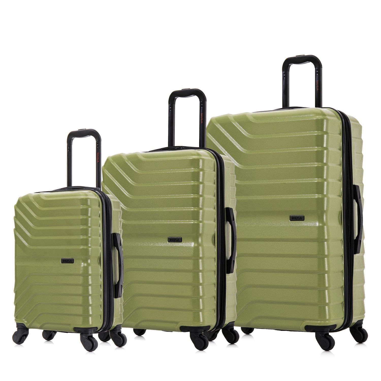 AURUM 3-Piece Hardside Luggage Sets with Spinner Wheels, Handle and Trolley, (20"/24"/28"), Green