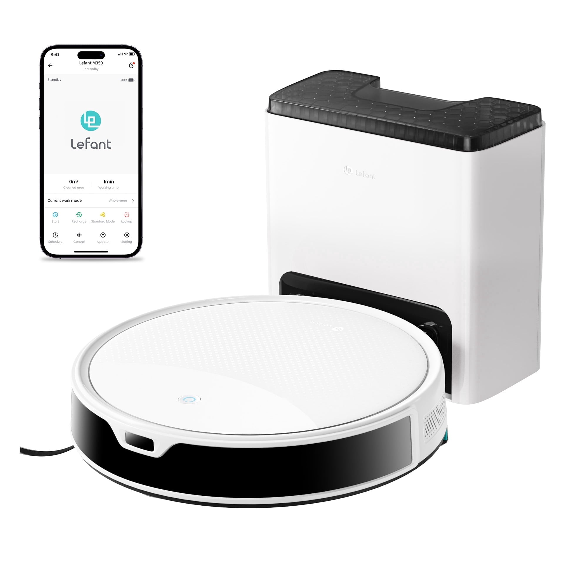 M350L Robot Vacuum and Mop, 40-Day Self-Emptying, Smart Obstacle Avoidance, WiFi/Alexa, Multi-Floor Mapping, 150 Min Runtime