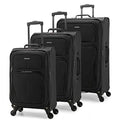 Aviron Bay Expandable Softside Luggage Set with Spinner Wheels, Black, 3 Piece (22/26/30)