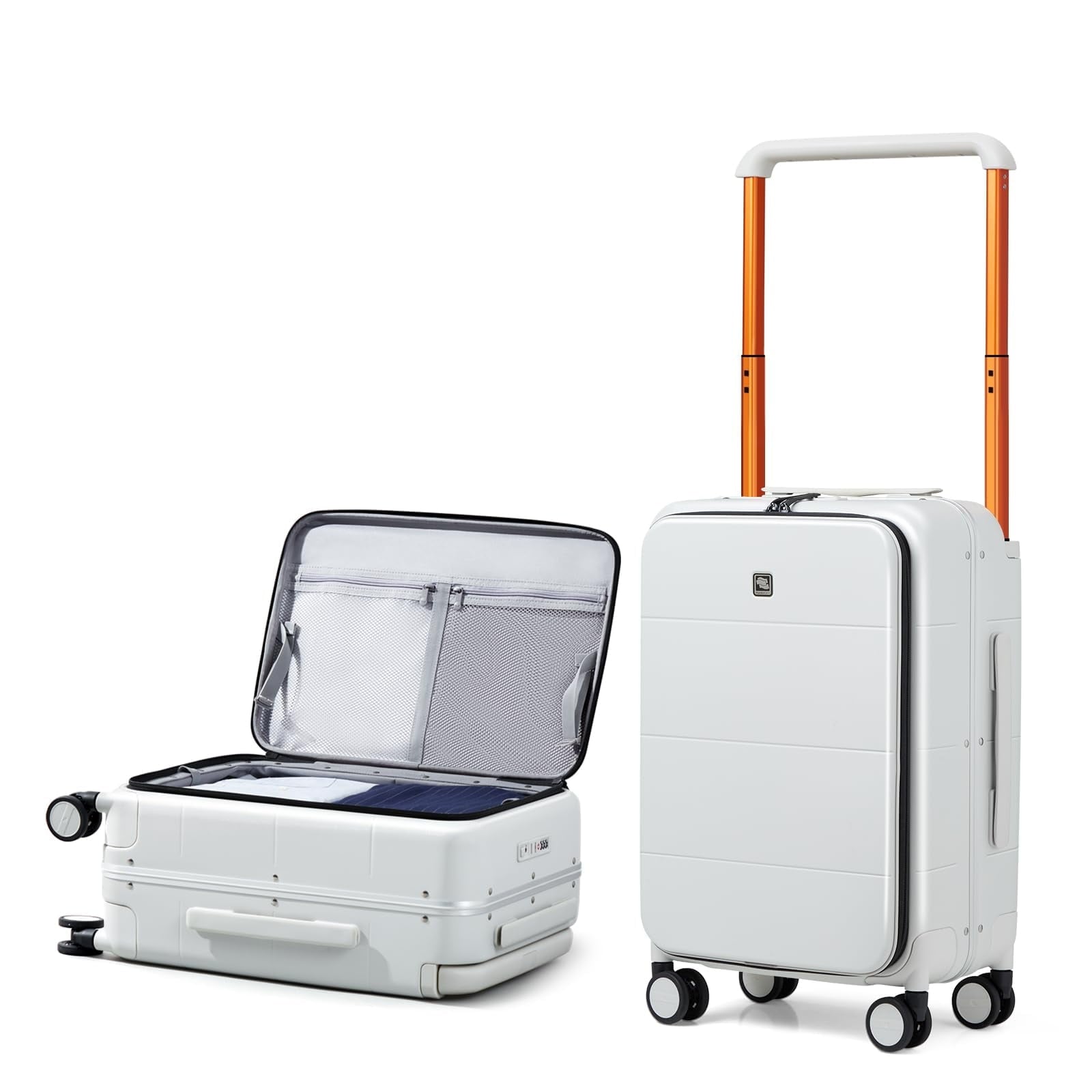 20 Inch Carry On Luggage Hard Shell Suitcases with Spinner Wheels Suitcase for Men Women TSA Luggage Travel Suit Case Lightweight Wide Handle Rolling Luggage(Smoke White)